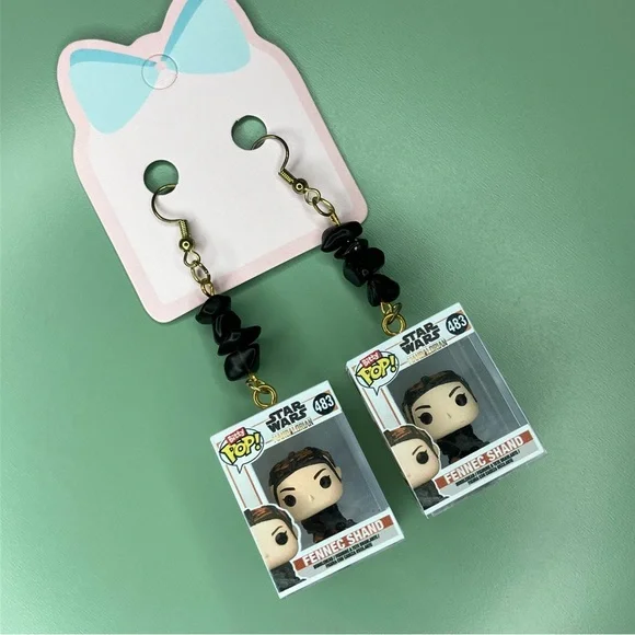 Star Wars Fennec Shand Upcycled Bitty Funko Handmade Earrings - Picture 2 of 7
